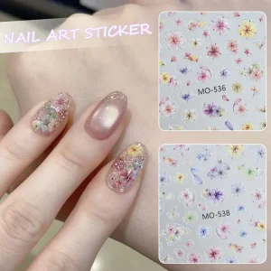 New 5D Nail Stickers Colorful Flower Design Diy Nail Sticker Nail Art Decoration