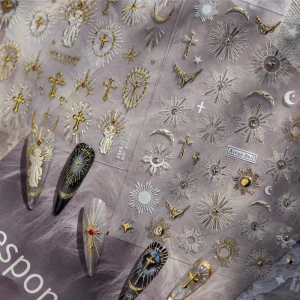New 5d Emboss Sticker Retro Metallic Nail Sticker for Nail Spa Nail Art Decoration