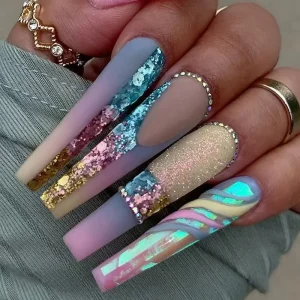 New Arrival ABS False Press On Nails Square Design Acrylic Artificial Fingernails with Packaging Box