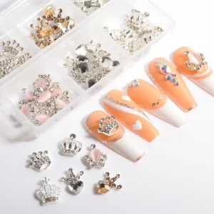 New Arrival Fashion Nail Decoration 3D Gold Crystal Alloy Nail Art Charms for Nail Accessories