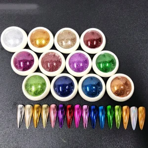 New Arrival Magic Chrome Acrylic Nail Powder Metallic Chrome Shiny Glitter Nail Art Pigment Powder 0.2g