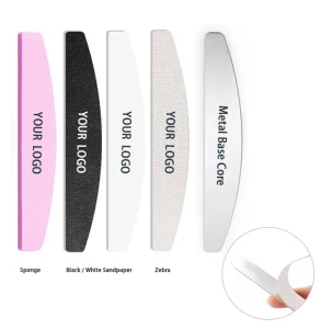 New Arrivals Replaceable Halfmoon Shape Metal Base Core for Emery Nail File Zebra Sponge Nail Buffer