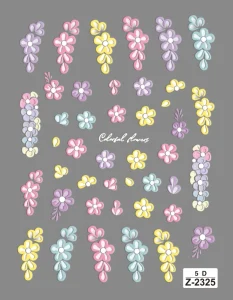 New Colorful Follow Adhesive Mini Nail Sticker Hot Selling Nail Art Decoration High Quality 3D Nail Decals Sheet Supplier