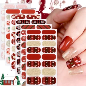 New Design 16 Strips Eco friendly Non toxic Long Lasting Shiny Thin Gold Foil Stamping Nail Art Sticker Christmas Decorations