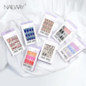 New Design 24 Pcs ABS High Quality Reusable Medium Long Faux Ongle Press on Nails Finger Nails