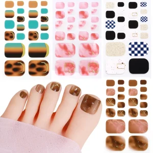 New Design 3D Foil Toe Nail Sticker Colorful Metal Nail Wrap Foot Sticker