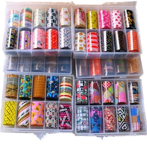 New Design 3D French Nail Art Stickers Iridescence Holographic Flower Laser Leopard Nail Foil Transfer Plastic Roll Set DIY