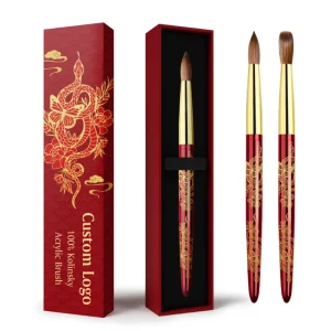 New Design Customized Acrylic Nail Brush 100% Kolinsky Snake Red Metal Handle Kolinsky Acrylic Nail Brush for Acrylic Nails