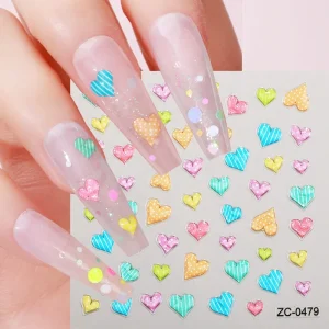 New Design Cute Panda 5D 3D Polish Gel Nail Stickers Round Smile Love Flowers for Nail Decor Art Decoration French Style Plastic