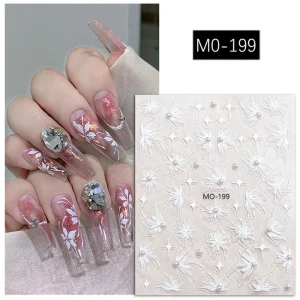 New Design Flower Pearl Nebula Fantasy Relief Nail Sticker Decorative Art Nail Sticker