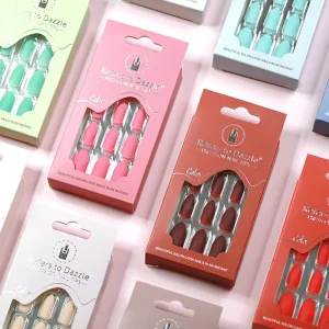 New Design French Style Short Press On Full Cover False Nails ABS Material Mixed Color for Nail Art Salon Easy