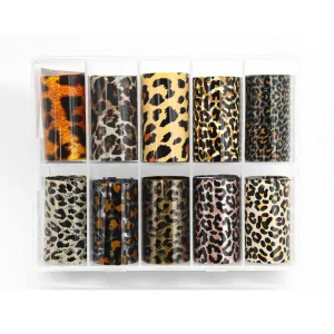 New Design Leopard Print Manicure Transfer Paper Plastic Nail Sticker with Foil for DIY Applications