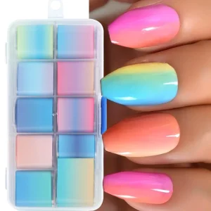 New Design Nail Foil Stickers Rainbow Nail Transfer Foil Set Nail Art Tool Manicure Decoration