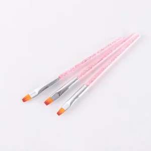 New Design Nylon Pink Nail Art Brush Set Nylon Hair Crystal Handle Nail Brush