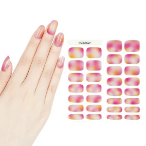 New Design Semi Cured Nail Wraps Huizi Colorful Gel Nail Stickers NG30 Series Nail Wraps