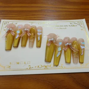 New Design Soft Gel Thick Press on Nails Women Boutique Long Square Y2K Stick On Acrylic Nails 10 Pcs