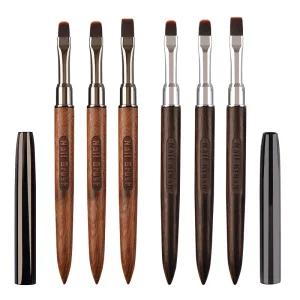 New Design Wooden Fingernail Brush Nylon Hair Builder Gel Nail Brush