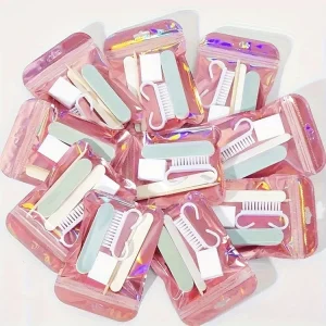 New Disposable Nail Tool Set Mini Tofu Blocks Nail Buffer Wooden Sticks Cow Horn Brushes 5pcs Nail File Set