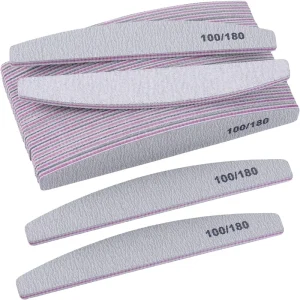 New Double sided Nail File Strong Thick Nail Files Buffer for Manicure Sanding Half Moon Lime 100 180 Grit Nail File Tools