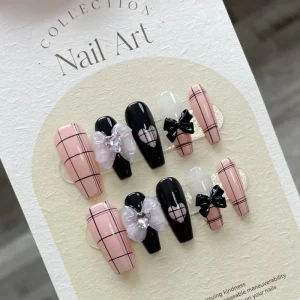 New Fashion False Nails Custom Handmade Coffin Artificial Fingernails Acrylic Press on Nails