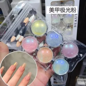 New Fashion Mirror Effect Nail Chrome Powder Nail Art Glitter Aurora Pigment for Nail Decoration