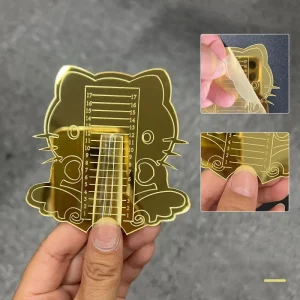 New Gold Acrylic Mirror Kitty Nail Tips Ruler for Trimming Same Length Nail Forms DIY Nail Art