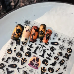 New Halloween Dark Nail Art Stickers Pumpkin Bat Nail Sticker Decal