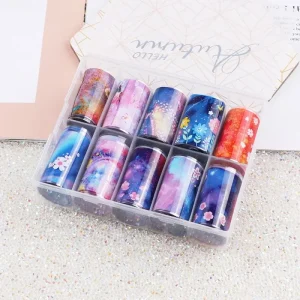 New Holographic Flower Nail Art Tips Wraps DIY Adhesive Transfer Foil for Nail Decoration New Year Nail Foil Sticker