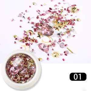New Mix Design Plastic Diamond Ornaments Nail Art Rivets Rhinestones 2D Nail Decoration Set for DIY
