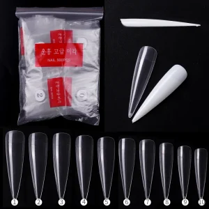 New Nail Art Salon Nail Tip Natural Transparent White 500 Pieces Display Manufacturer