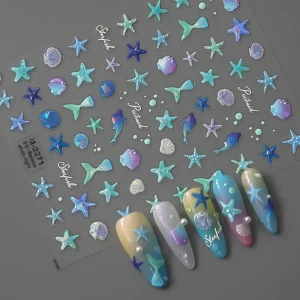 New Ocean Nail Art Stickers Decals Cute Cartoon Nail Accessories DIY Summer Sea Nail Sticker