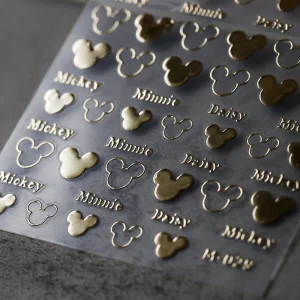 New Process Hot Stamping Waterproof Eco-Friendly Nail Cartoon Stickers M029 Self-Adhesive 3D Gold Foil Series DIY Art Decals for