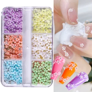 New Products 5 Petals Candy Color Flower Nail Art Decoration 3D Nail Art Decoration Flower