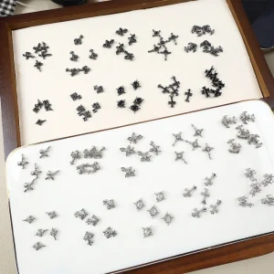 New Punk Style Cross Zircon Nail Jewelry Retro Dark Gothic Anchor Solid Color Alloy Charms Metal Nail Art Decorations