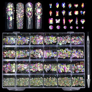 New Selling 24 Grids Rhinestone Jewelry Nail Art Special-shaped Bricks Accessories Nail Art Decoration