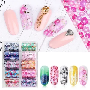 New Shiny Holographic Transfer Decals Sticker Quality Paper Wraps Roll Finger Nail Foil
