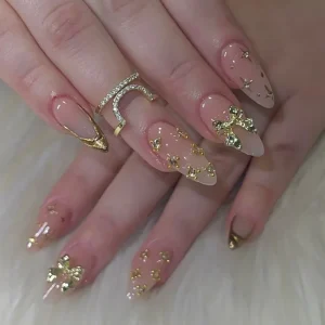 New Style 3D False Nail for Girls 24pcs Acrylic Artificial Finger Press Nails with Glue for Women