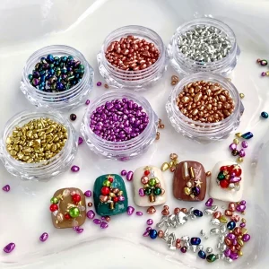 New Style Resin 3D Nail Charms Mini Caviar Bead Decorations Mixed Beads Luxury Nail Art