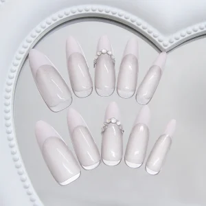 New Style Tips in a Skin Brightening French Cat Eye Style With Sparkling European Flair Featuring Detachable Diamond Designs