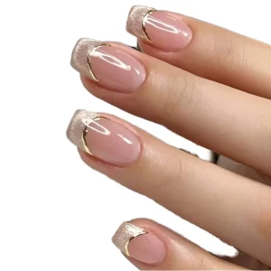 New Summer Arrival PMMA French Style Short Square Nails Press on False Nails Artificial Fingernails Customize OEM ODM