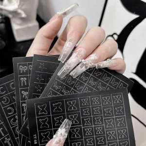 New Super Fairy Like French Style 3D Nail Art Stickers Hollow Out Heart Moon Templates Auxiliary Plastic Tools for DIY