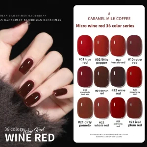 New Trendy Color Slightly Drunk Wine Red 36 Color Nail Gel Set Cherry Nail Gel for Nail Salons