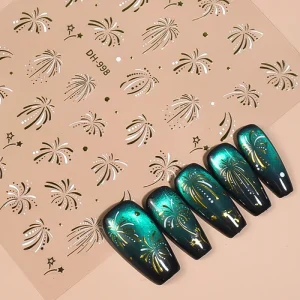 New Year Fireworks Nail Stickers Flat Festive Spark Nail Decals for Holiday DIY Manicure