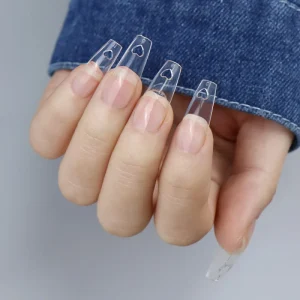 New love Openwork Wear and Nail Cross border 504 Pieces of Transparent Trapezoidal Perforated False Nails Wear Nail