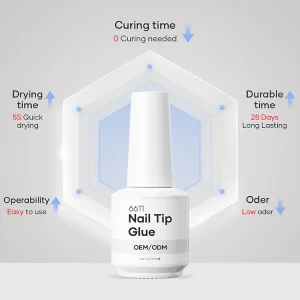 Newest Durable No Lamp Needed Nail Polish Glue Gel Custom Private Label Clear Nail Tips Glue Gel Polish for Press on Nail