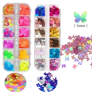 Newest Nail Art Decoration DIY Crafting 3D Holographic Nail Art Glitters Butterfly Nail Glitter