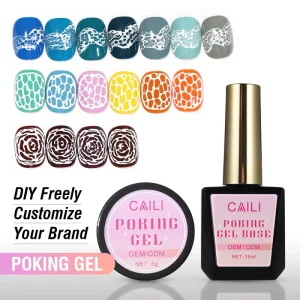 Newest Style 5G Poking Gel Polish Custom Color Logo Poke Gel Nail Polish with 15ml Poking Base Coat Free Design OEM Lace Gel