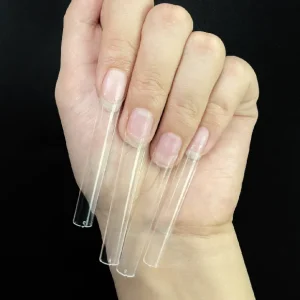 No C Curve 3XL Nail Tips 500pcs Transparent Clear Natural False XXXL Square Nail Tips
