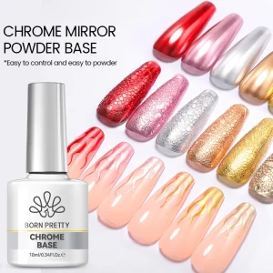 Non Toxic Chrome Top Coat for Nail Powder Magic Mirror Effect Base Coat Soak Off UV LED Nail Art Varnish