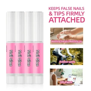 Non Toxic Clear 2ml Liquid Fast Drying Long lasting Super Strong Press Nails Easy Control Nail Glue Plastic Bottle Custom Nails